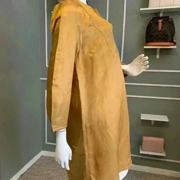J. CREW Womens Dress Silk ROSIE Tunic 3/4 Sleeve Gold Color Size M. D10 - Picture 2 of 9